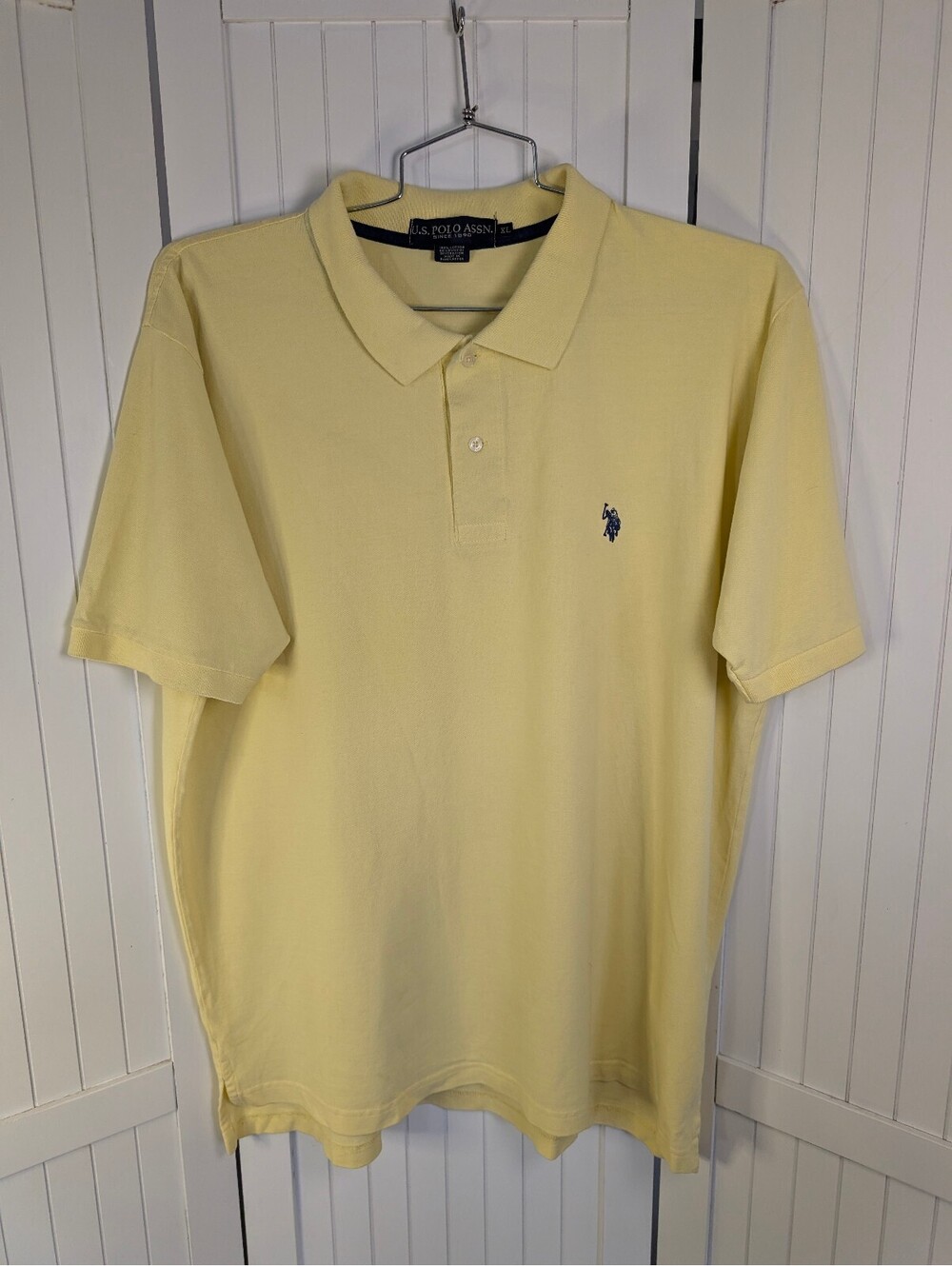 U.S. Polo Assn Men's XL Yellow Cotton Pique Polo Shirt Embroidered Logo
